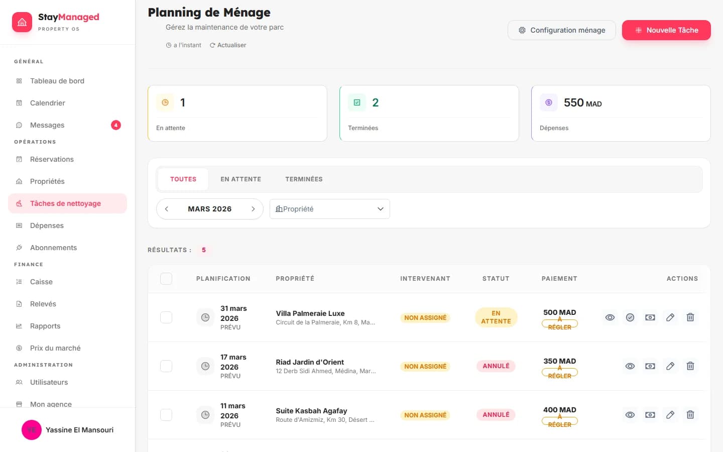 Gestion du menage